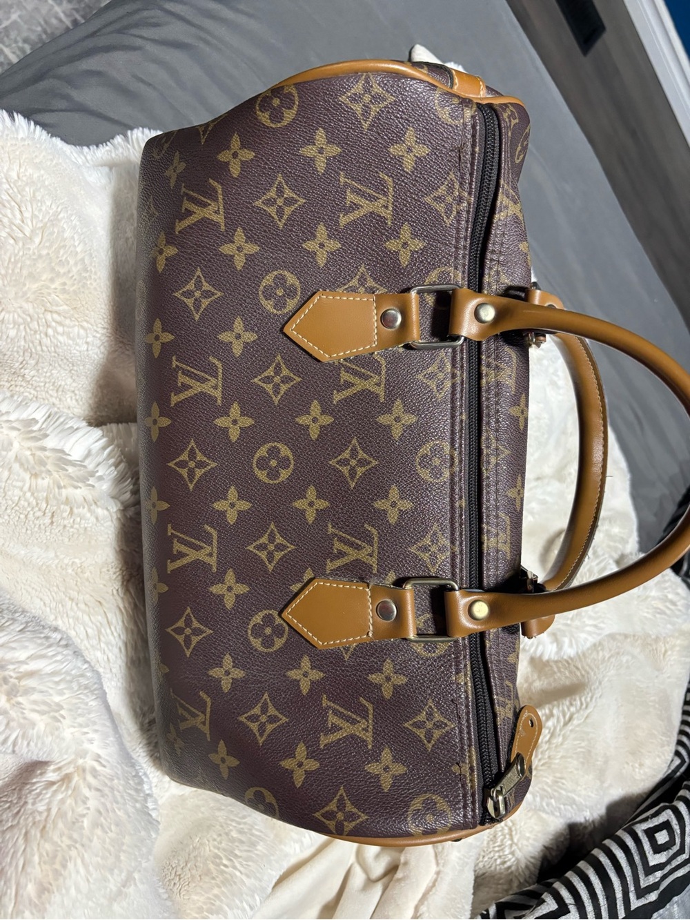 Louis Vuitton Monogram Canvas Satchel in Brown and Tan